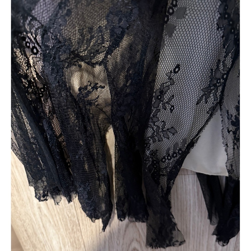 ABS by Allen Schwartz‎ VTG Black Lace Skirt Women's 12 Midi Sheer Mesh Lined - Picture 3 of 5
